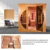 ZONEMEL Far Infrared 2 Person Wooden Sauna Room with Recliner, Canadian Hemlock Luxury Indoor Sauna with 9 Heating Panels, Oxygen Bar, 3400 Watt, Infrared Therapy Wood Dry Heat Sauna, 220V ZONEMEL