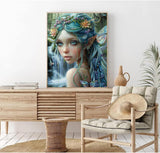Flower Fairy Paint by Numbers Bule Hair Girl with Folwer Butterfly Pictures Painting by Number for Adults Beginners Fashion Style Flower Girl DIY Acrylic Oil Paint on Canvas 16x20 Inch（Without Frame） Generic