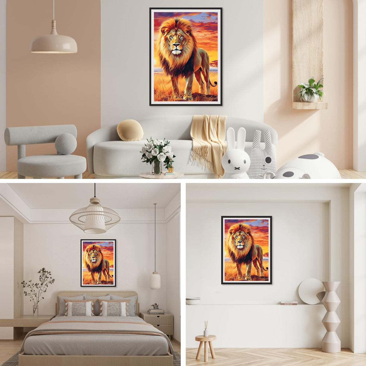 SENQAO Lion Diamond Painting Kits, Beast 5D Diamond Art Kits, Gem Art Painting with Diamonds Dots, Arts and Crafts for Beginners Adult Kids Wall Decor 12x16inch SENQAO