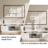 Rolanstar TV Stand with Mount and Power Outlet 51.2", Swivel TV Stand Mount for 32/45/55/60/65/70 inch TVs, Height Adjustable Modern Entertainment Center with Storage & LED Lights, TV Table White Rolanstar