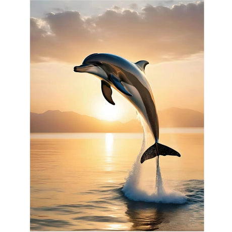 VISIAIP 5D Painting by Number Kits for Adults Cute Dolphins DIY Round Diamond Art Kits Marine Animals Picture Art for Home Wall Decor 11.8x15.7 inch(Style E) VISIAIP