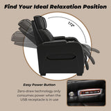 Signature Design by Ashley Boyington Contemporary Leather Match Power Recliner with Adjustable Headrest, Cup Holders, USB Port and Air Massage System, Black Signature Design by Ashley