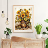 igoodom Diamond Art Kits for Adults, Sunflower Diamond Painting Kits for Beginners, DIY 5d Full Drill Round Diamond Art Kit for Home Wall Decor Gift 12x16inch igoodom