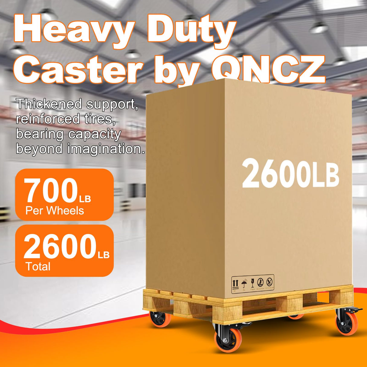 QNCZ Caster Wheels, 5 Inch Heavy Duty Casters Set of 4, Silent Industrial Casters Load 2600lbs, Swivel Casters for Furniture, Workbench and Cart Wheels QNCZ