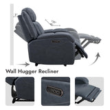Watson & Whitely Oversized Genuine Leather Power Recliner Chairs for Big and Tall, Wall Hugger Recliner with Power Headrest & Charging Ports, Extra Large Reclining Chair for Living Room, Navy Blue Watson & Whitely