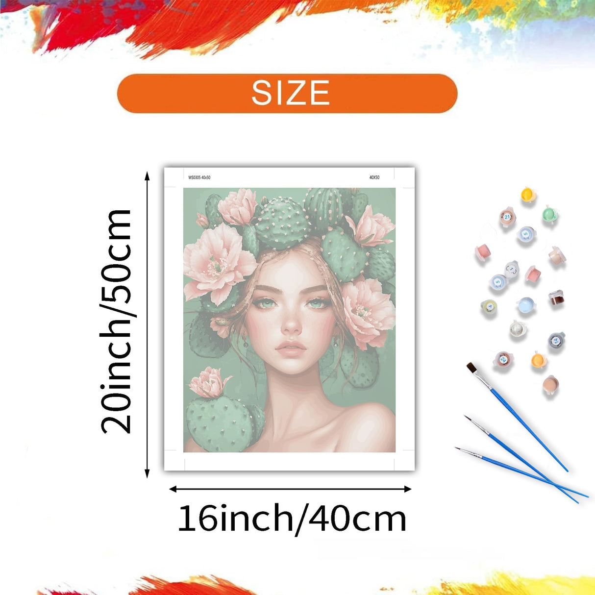 ARNLRDYA Cactus Flowers Paint by Numbers for Adults, Girl Fashion Funny Paint by Number Kits, Floral Beautiful Acrylic Painting for Home Decor Without Frame(16inch×20inch) ARNLRDYA