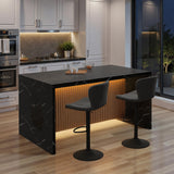 Aivermeil 67" Large Modern Rectangle Dining Table for 4-6 People, Imitation Marble Island Table with LED Lights for Kitchen,Dining Room, Bar, Office, Living Room Aivermeil