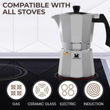 Cafe Du Chateau Espresso Maker (6 cup) Transparent Top Lid, High Gloss Finish, with Coffee Clip Spoon - Coffee Percolator, Camping Coffee Pot Cafe Du Chateau