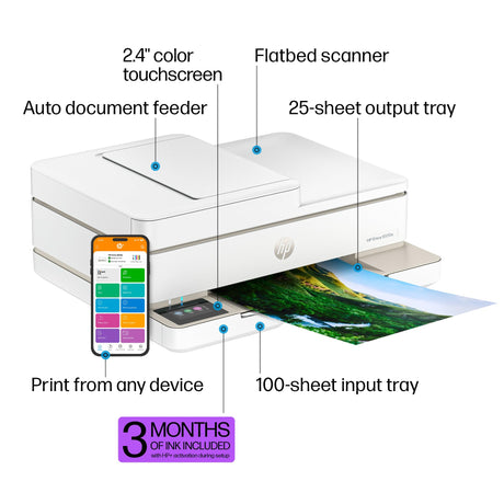 HP Envy 6555e Wireless All-in-One Color Inkjet Printer, Print, scan, Copy, Duplex Printing Best-for-Home, 3 Months of Instant Ink Included (714N5A) HP