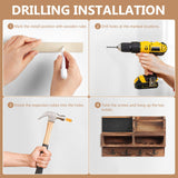 HOMEBROS Key Holder Wall Mount, Wooden Key Mail Holder with Chalkboard Mirror Greeting Cards Mail Key Organizer Storage Key Rack Shelf with 8 Key Hooks for Entryway Hallway Doorway HOMEBROS