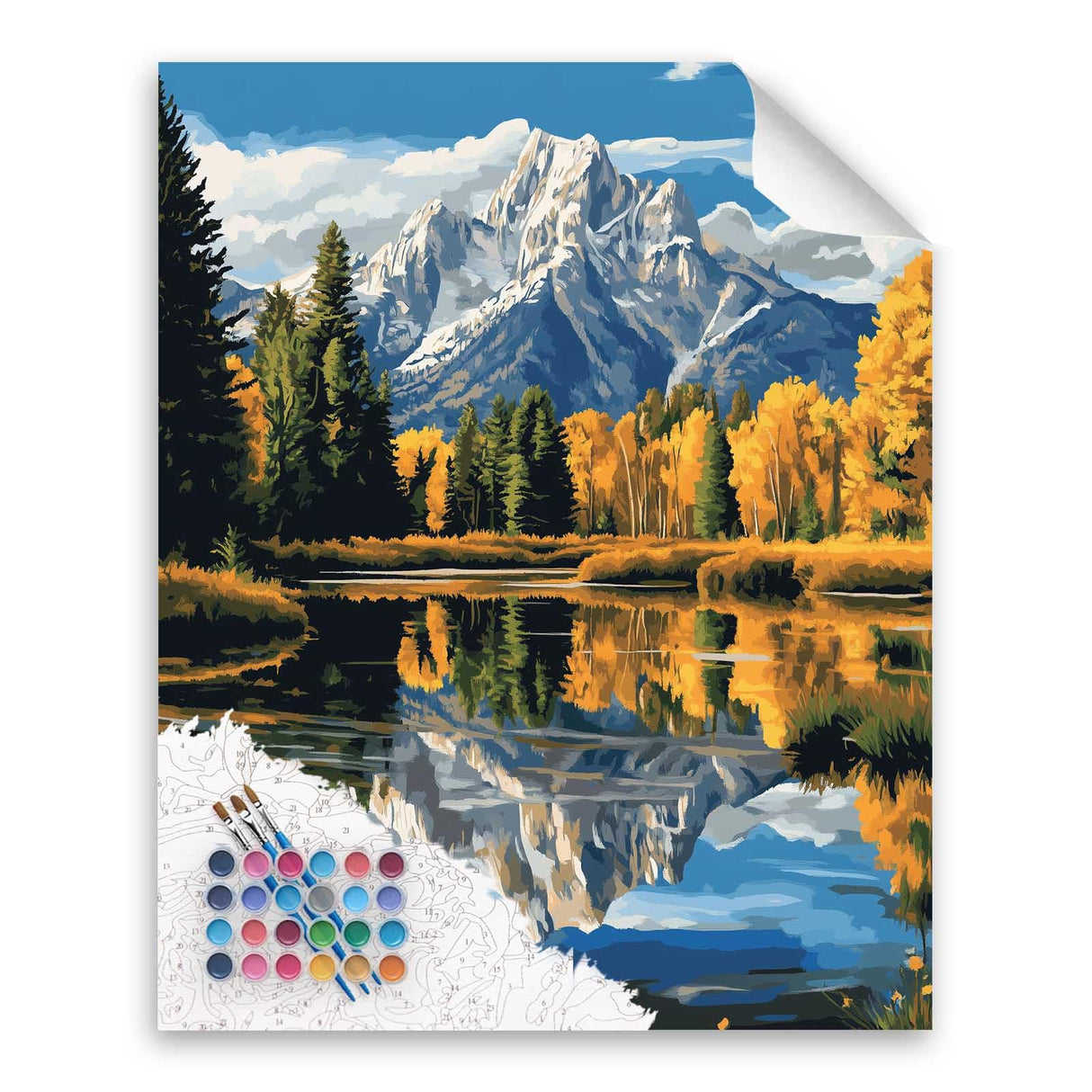Cawpom National Park Paint by Number, Grand Teton Paint by Numbers Kit for Adults, Mountain Landscape Wall Art, Lake Tree DIY Acrylic Painting, Nature Poster Home Decor(16x20inch, No Frame) Cawpom
