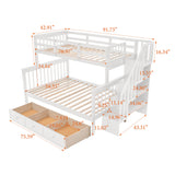Twin Over Full Bunk Bed with Stairs & Storage Drawers - Solid Wood, White Finish by Harper & Bright Designs Harper & Bright Designs