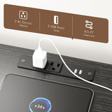 Furnulem 55” Long Dresser for Bedroom, TV Stand for 55 to 65 inch TV, Black Dresser with 10 Fabric Drawers, Chest of Drawer for Closet, Entertainment Center with Power Outlet & LED Light Furnulem