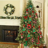 Vellibring 36 Set Christmas Beaded Crafts Ornament Beading Kit Mini Christmas Tree Classic Plastic Hanging Decor DIY Accessories for Xmas Tree Decorations Holiday Prensent Party Supplies Vellibring