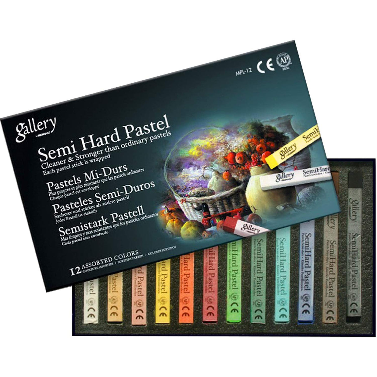 Mungyo Gallery Semi-Hard Pastels Cardboard Box Set of 12 - Assorted Colors MUNGYO
