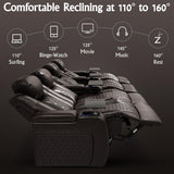 NMXUXMN Home Theater Seating,Top-Grain Leather Recliner Sofa, Zero Gravity Power Reclining Couch with Ambient LED Lights, Cup Holders & USB, Tray Table-Row of 4 Loveseat Left Coffee NMXUXMN