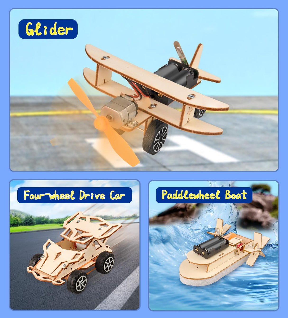 6-in-1 STEM Kits for Kids Age 8-12, Educational STEM Toys for Boys and Girls, Wooden Building Kit for Kids STEM Science Experiments Kit, Ideal Christmas Birthday Gifts for 8 9 10 11 12 13 Year Old FliipFlaap