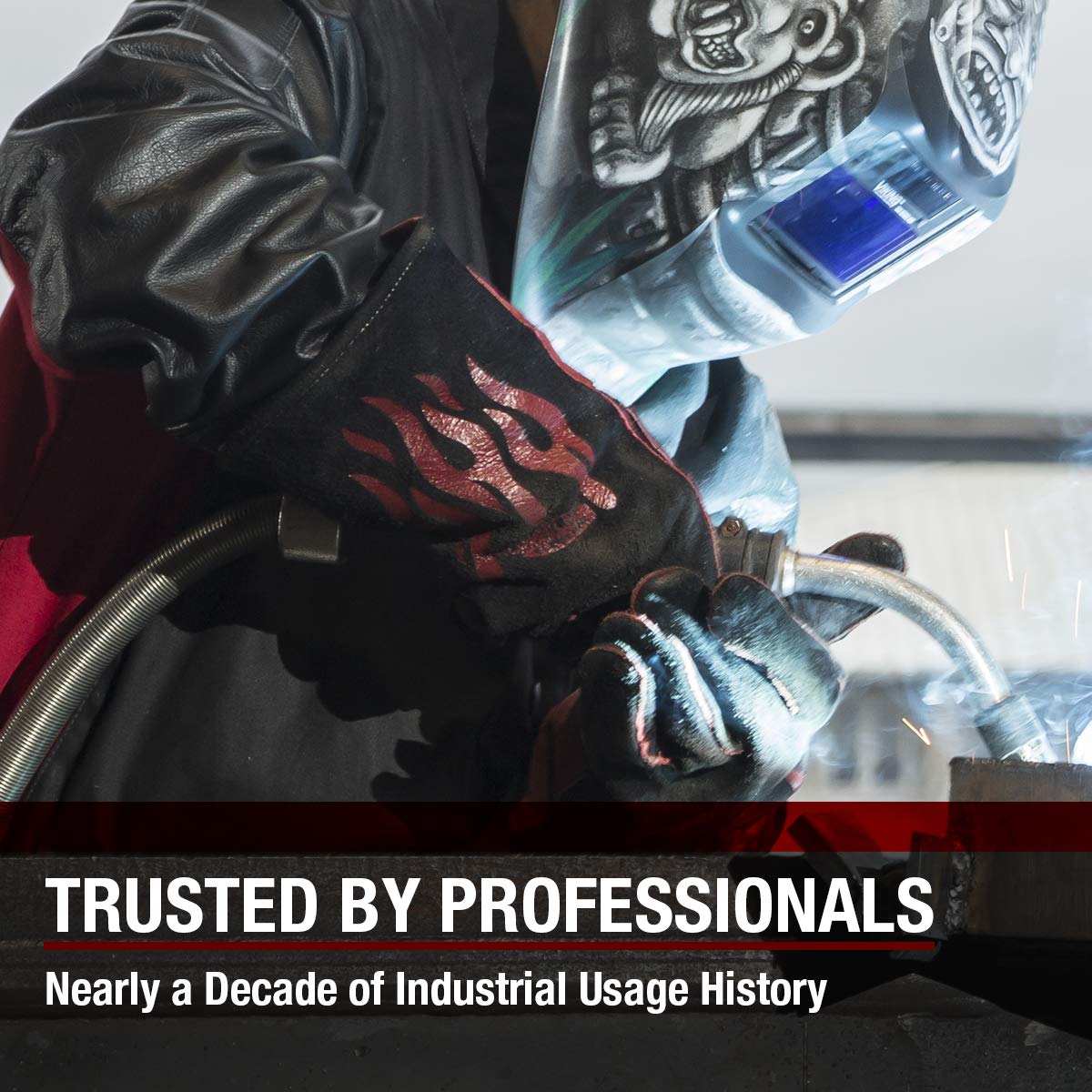 Lincoln Electric Traditional MIG/Stick Welding Gloves | 14" Lined Leather | Kevlar Stitching | K2979-ALL, Black, Red Lincoln Electric