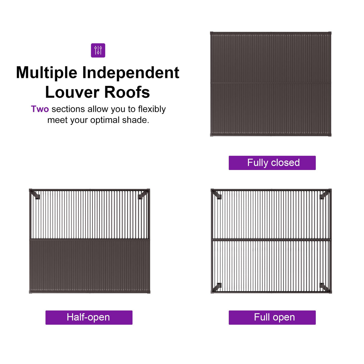 PURPLE LEAF 10' x 16' Louvered Pergola Outdoor Adjustable Louvre Shade Modern Patio Aluminum Pergola with Retractable Roof for Deck Backyard Garden Hardtop Gazebo PURPLE LEAF