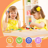 FUNLIO Adjustable Kids Chair (2pcs), 3 Level Height Adjustable Toddler Chair for Ages 3-8, Sturdy Child Chair with Maximum Bearing 220lbs, for Classrooms/Daycares/Homes, CPC & CE Approved - Natural FUNLIO