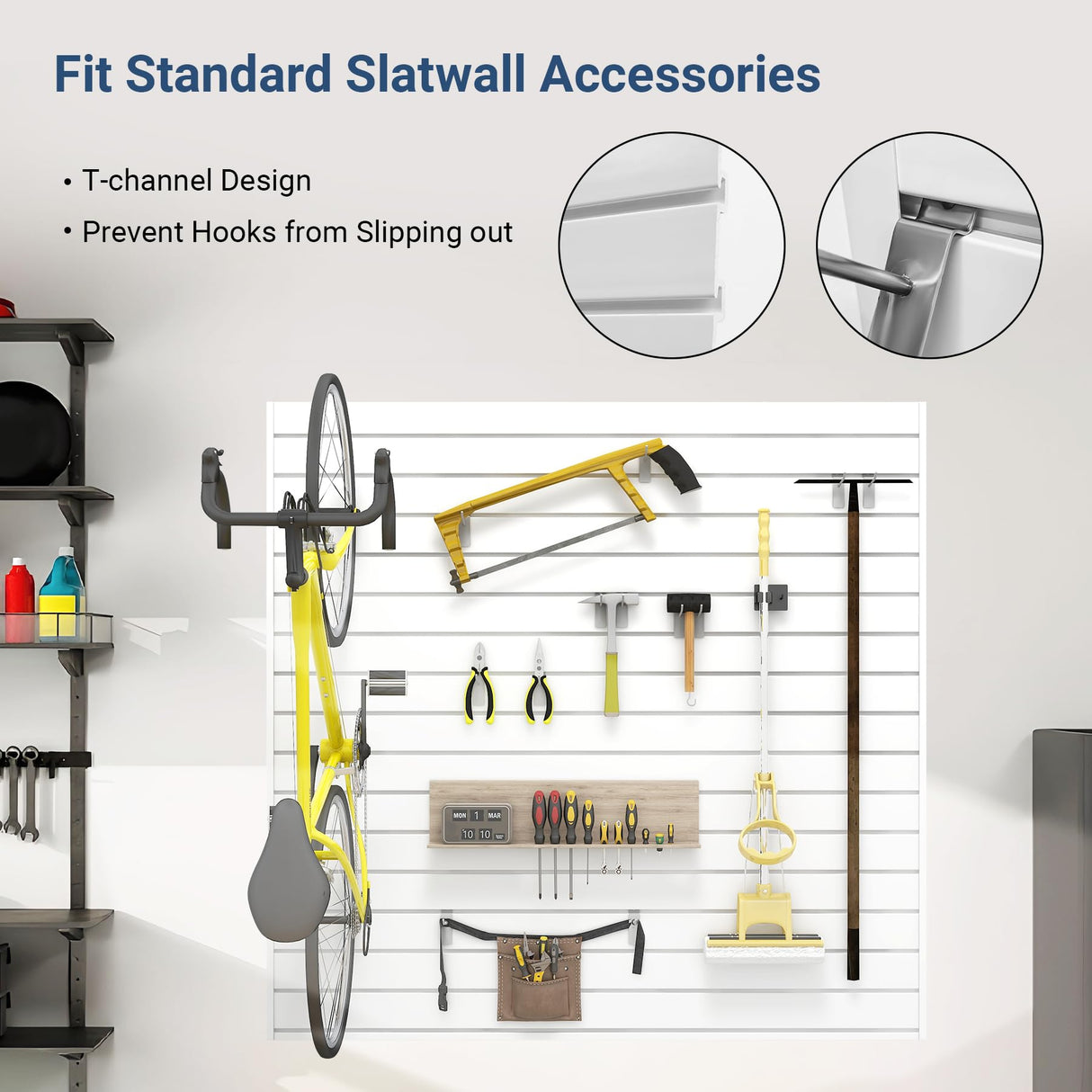Neoaider Slatwall Panel 4 FT x 4 FT, Interlocking Slat Wall Paneling, Wall Mounted PVC Wallpanel, Suitable for Garage Storage and Organizer, Slatwall Board, Shelves - White Neoaider