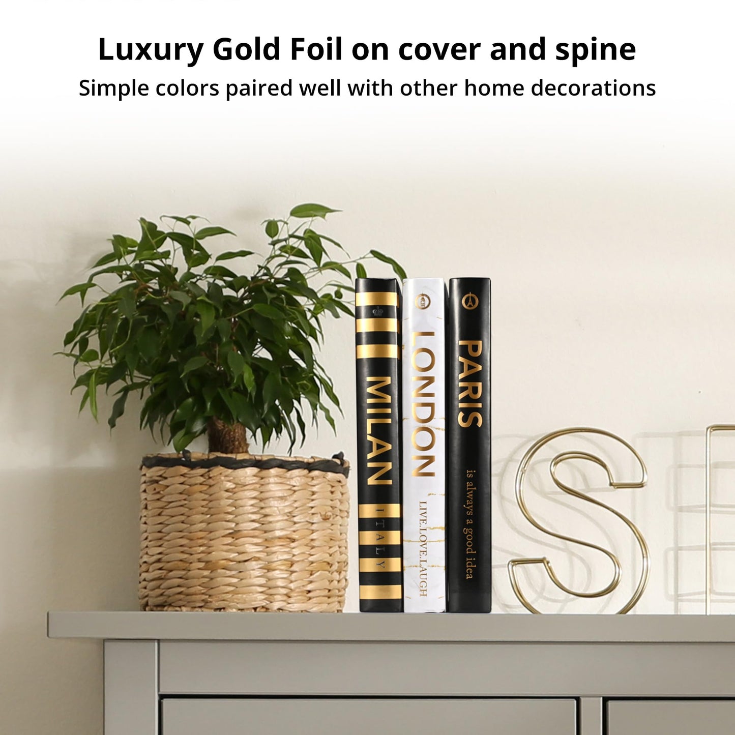 3 Pieces Decorative Books for Home Decor,Set of 3 Hardcover Modern Decorative Book Stack,Fashion Design Book Stack for Table/Shlef/Living Room