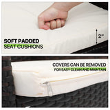 Magshion 5 Pieces Outdoor Patio Furniture Set with Thick Cushions, All-Weather Wicker Bistro Rattan Conversation Chairs with Glass Top Side Table for Garden Lawn Poolside Backyard Porch, 250lbs, Brown Magshion