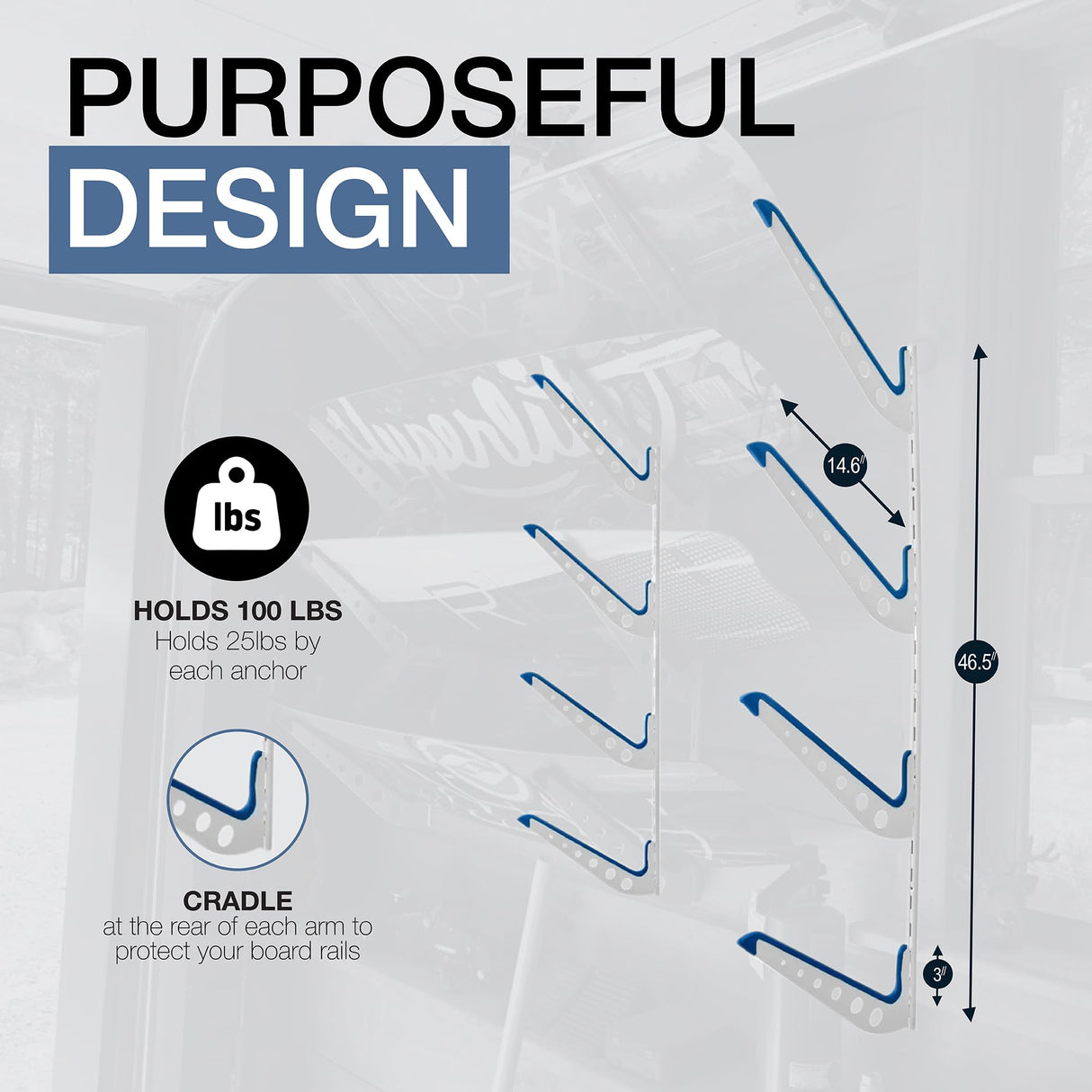 StoreYourBoard Beach Chair and Umbrella Wall Storage Rack, Metal Adjustable 4 Level Beach Gear Hanger, Garage and Home Organizer StoreYourBoard