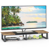 aboxoo 47" Large TV Riser for 32-60 inch TV, TV Riser Stand Shelf with Steel Legs,Tabletop TV Stand Riser for Home Office,Computer Monitor Stand Desktop Storage Stand (Rustic Brown & Black) aboxoo