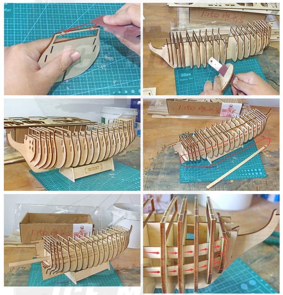 HMS Victory 3D Wooden Puzzle DIY Ship Craft Laser-Cut Model Kits to Build for Adults 1:200 INQUWAN