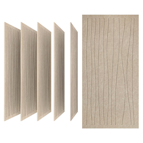 UMIACOUSTICS 6 PCS Sound Proof Panels,47.2 x 23.6 Inches Sound Absorbing Panels,Decorative Acoustic Panels in Art Curve Shaped Light Tan Color UMIACOUSTICS