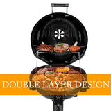 Electric BBQ Grill Techwood 15-Serving Indoor/Outdoor Electric Grill for Indoor & Outdoor Use, Double Layer Design, Portable Removable Stand Grill, 1600W (Stand Black BBQ Grills) Techwood