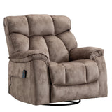 INZOY Oversized Rocker Recliner with Heat and Vibration, Manual Swivel Rocking Recliner Chair with Vibrating Massage, Comfy Padded Overstuffed Soft Fabric Heated Recliner,Camel INZOY