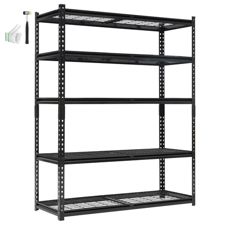 Heavy Duty Garage Shelving Units,5-Tier Adjustable Storage Shelves,60 in L x 24 in W x 72 in H,Loads 2000 LBSS,Adjustable Garage Storage Shelving, Metal Storage Utility Rack Shelf Unit Garvee