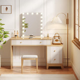 Tribesigns Vanity Desk with 4 Large Drawers, 51-Inch Makeup Vanity Table for Women Girls, Modern Dressing Table Set for Makeup Room, Bedroom (Light Walnut, Without Mirror & Stool) Tribesigns