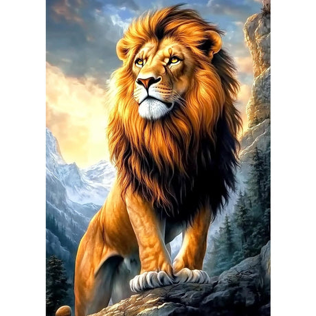 MXJSUA Lion Diamond Art Painting Kits for Adults, Full Drill Diamond Dots Paintings for Beginners, Round 5D Paint with Diamonds Pictures Gems Art Painting Kits DIY Crafts Kits 12x16 Inch MXJSUA