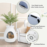 PETSITE White Plant Litter Box, Cat Hidden Litter Box Enclosure with Artificial Plant, Advanced Odor Removal System, Detachable Door Curtain, Cat Litter Scoop, Large Planter Litter Box PETSITE