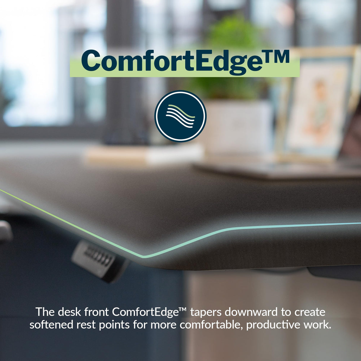 Vari ComfortEdge Adjustable Height Desk 72x30 Inches - Varidesk Black Electric Standing Desk- Sloped Ergonomic Front Edge - Sturdy T-Style Legs, Easy Vari