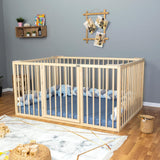 Montessori Floor Bed Full Size 54x75" / Height 38.58'' | Pine Tree Toddler Bed Frame, Wood Bed Frame | Gift For Kids Room Decor Special Bed (Full) Generic