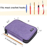 Damero Crochet Hook Case, Travel Storage Bag for Swing Crochet Hooks, Lighted Hooks, Needles(Up to 8'') and Accessories, Large, Purple (No Accessories Included) Damero