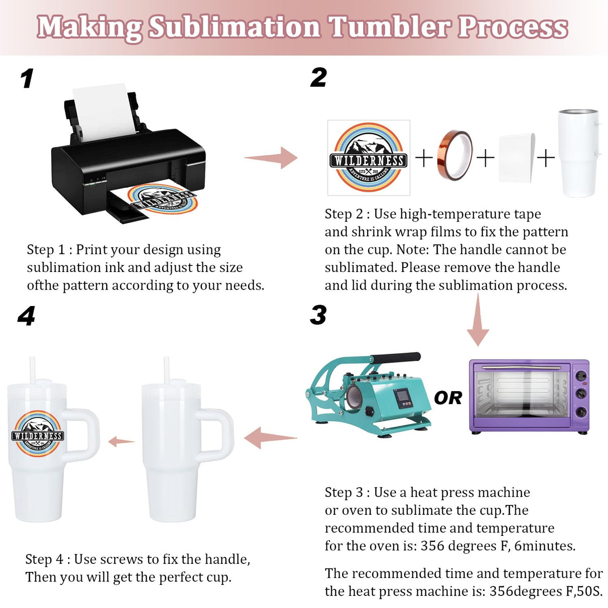 Muwnrol 4 Pack 14 Oz Sublimation Tumbler with Handle and Straw for Kids, Sublimation Tumbler Blanks Bulk, Stainless Steel Sublimation mugs, Individually Boxed Muwnrol