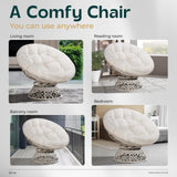 Bme 40" Ergonomic Wicker Papasan Chair with Soft Thick Density Fabric Cushion, High Capacity Steel Frame, 360 Degree Swivel for Living, Bedroom, Reading Room, Lounge Bme