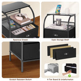 Jixlantuc Nightstand Bedside Table with Fabric Drawers Night Stand for Bedroom,End Table with Storage Shelves Side Tables Hallway, Entryway, Nursery Black Jixlantuc