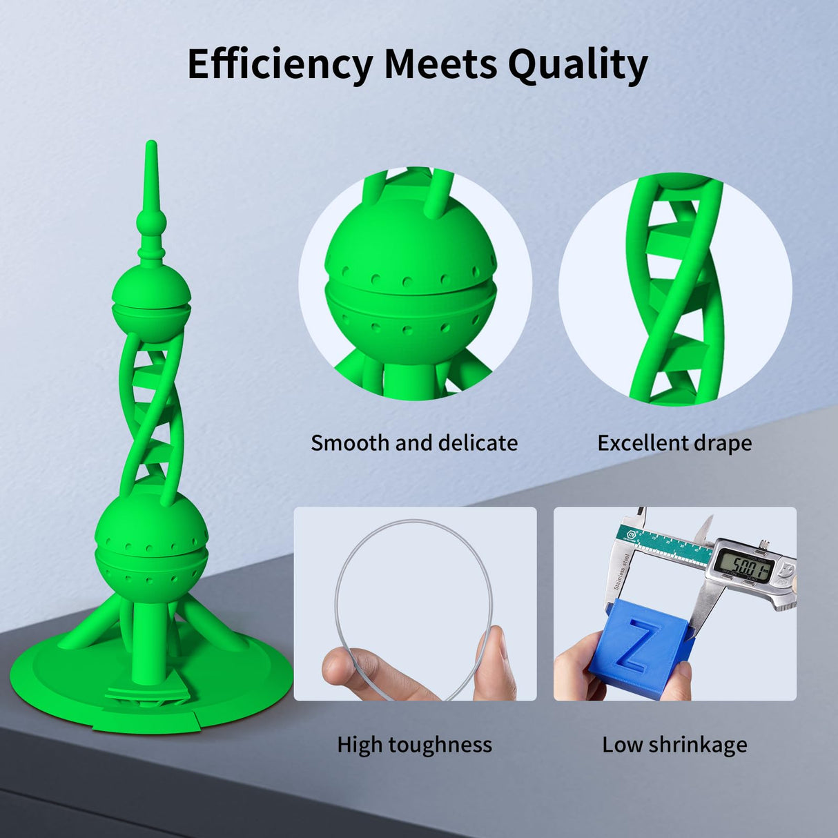 ANYCUBIC High Speed 3D Printer Filament 1.75mm, Print Up to 10X Faster, Rapid PLA Filament with High Prints Quality, Dimensional Accuracy +/- 0.02mm, Reusable Spool, 1KG, Green ANYCUBIC
