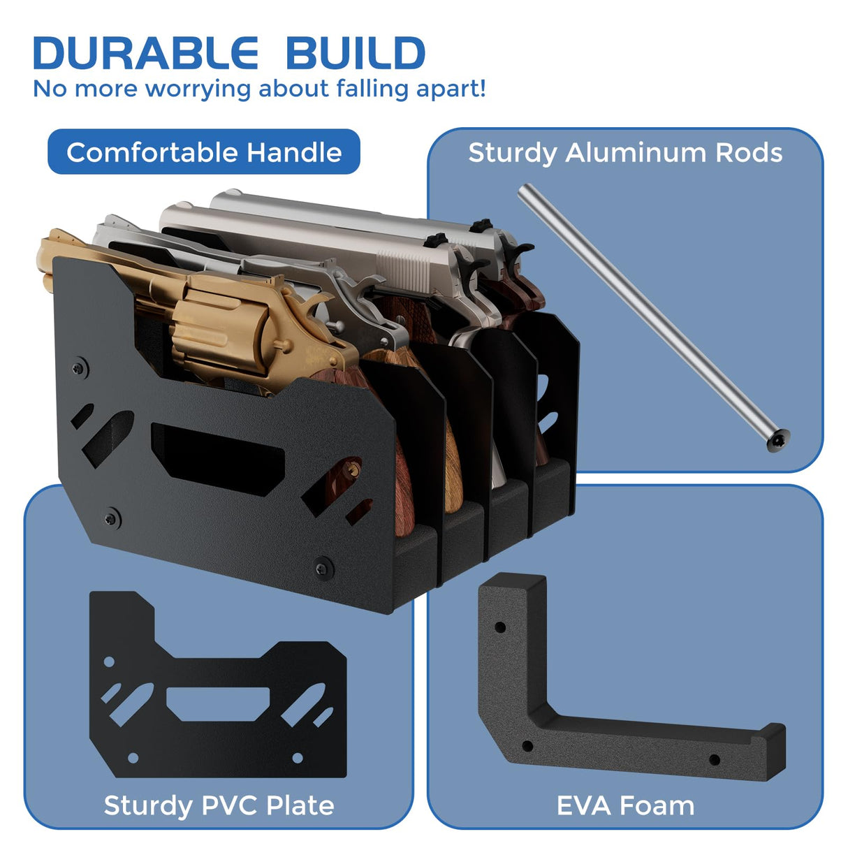Gun Rack for Pistol, 6X Soft Foam Pistol Rack for Gun Safe, Cabinet, Storage, Durable Handgun Stand Organizer Accessories with Moisture&Scratch Resistance&Anti-Slip, Handgun Rack Stand Display Holder Airjam