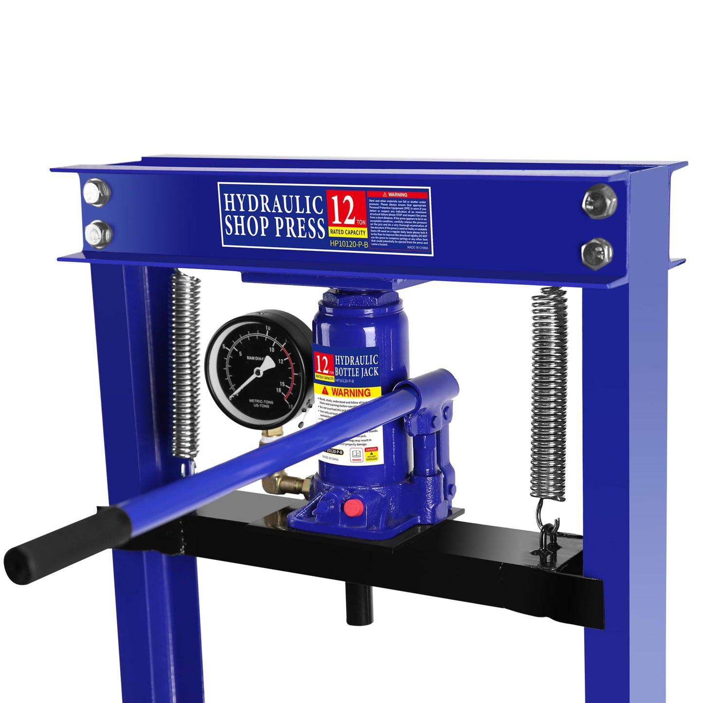 Tzou Hydraulic Press, 12 Ton Shop Press H-Frame Garage Floor Hydraulic Shop Press with Adjustable Working Table Heigh, Plates - WoodArtSupply