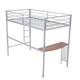 Harper & Bright Designs Twin Over Full Metal Bunk Bed with Desk, L Shaped Bunk Bed with Ladder and Quality Slats for Bedroom- Silver Harper & Bright Designs