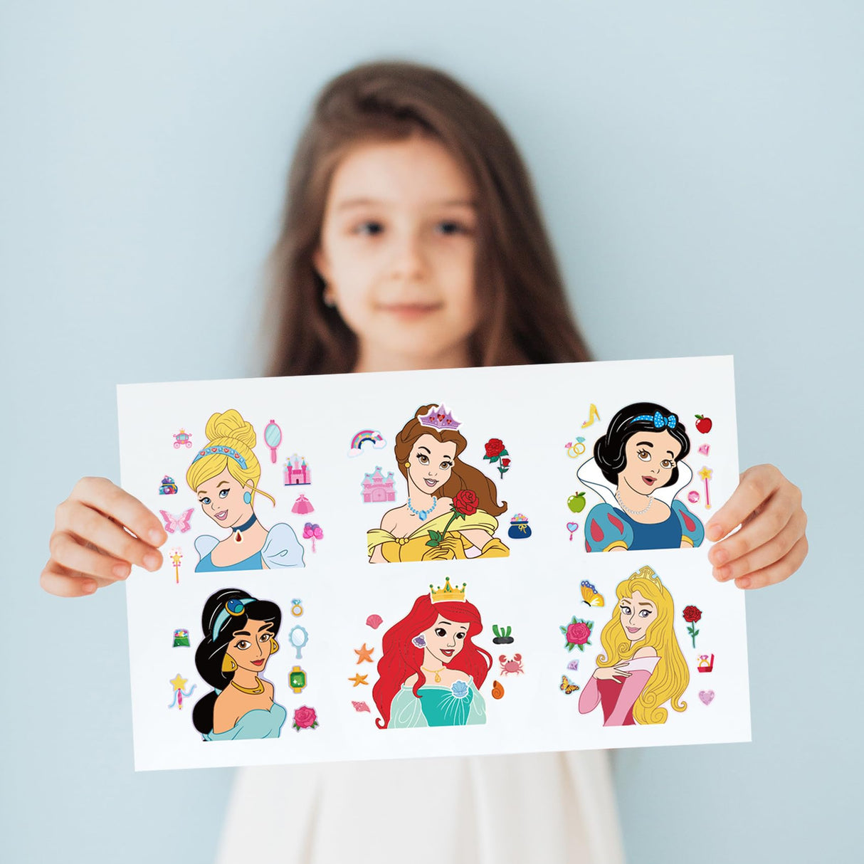 Make Your Own Princess Toys Stickers Sheet, 12 Pcs Make a Face Stickers for Kids, Themed Princess Birthday Party Favors Kids Crafts Party Supplies MaoMaoCha