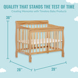 Dream On Me Aden 4-in-1 Convertible Mini Crib In Natural, Greenguard Gold Certified, Non-Toxic Finish, New Zealand Pinewood, With 3 Mattress Height Dream On Me