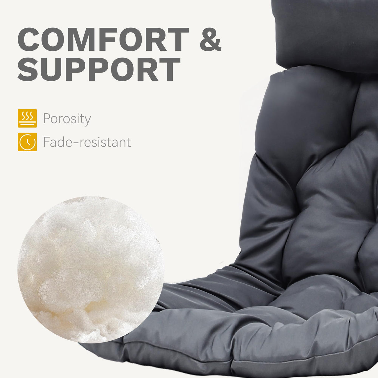 DWVO Hammocks Swing Chair with Cushions 330 LBS, Comfortable Egg Chair Wicker for Patio, Bedroom, Garden, Balcony Indoor and Outdoor Use, Gray DWVO